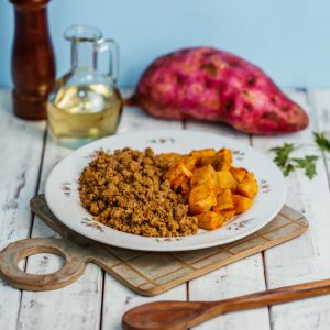 CARNE PATINHO MOÍDO + BATATA DOCE ASSADA 300G