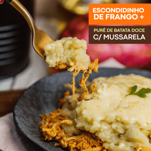 ESCONDIDINHO DE FRANGO C/ PURÊ DE BATATA DOCE E MUSSARELA 300G