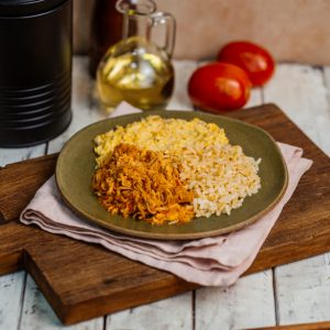 RAGU DE FRANGO COM ARROZ INTEGRAL E CREME DE MILHO 300G