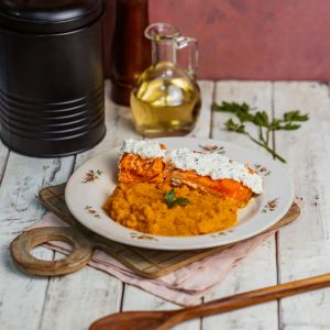 SALMÃO COM CROSTA DE CREAM CHEESE E GERGELIM COM PURÊ DE ABÓBORA 250G