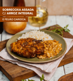 SOBRECOXA ASSADA COM ARROZ INTEGRAL E FEIJÃO CARIOCA 300G